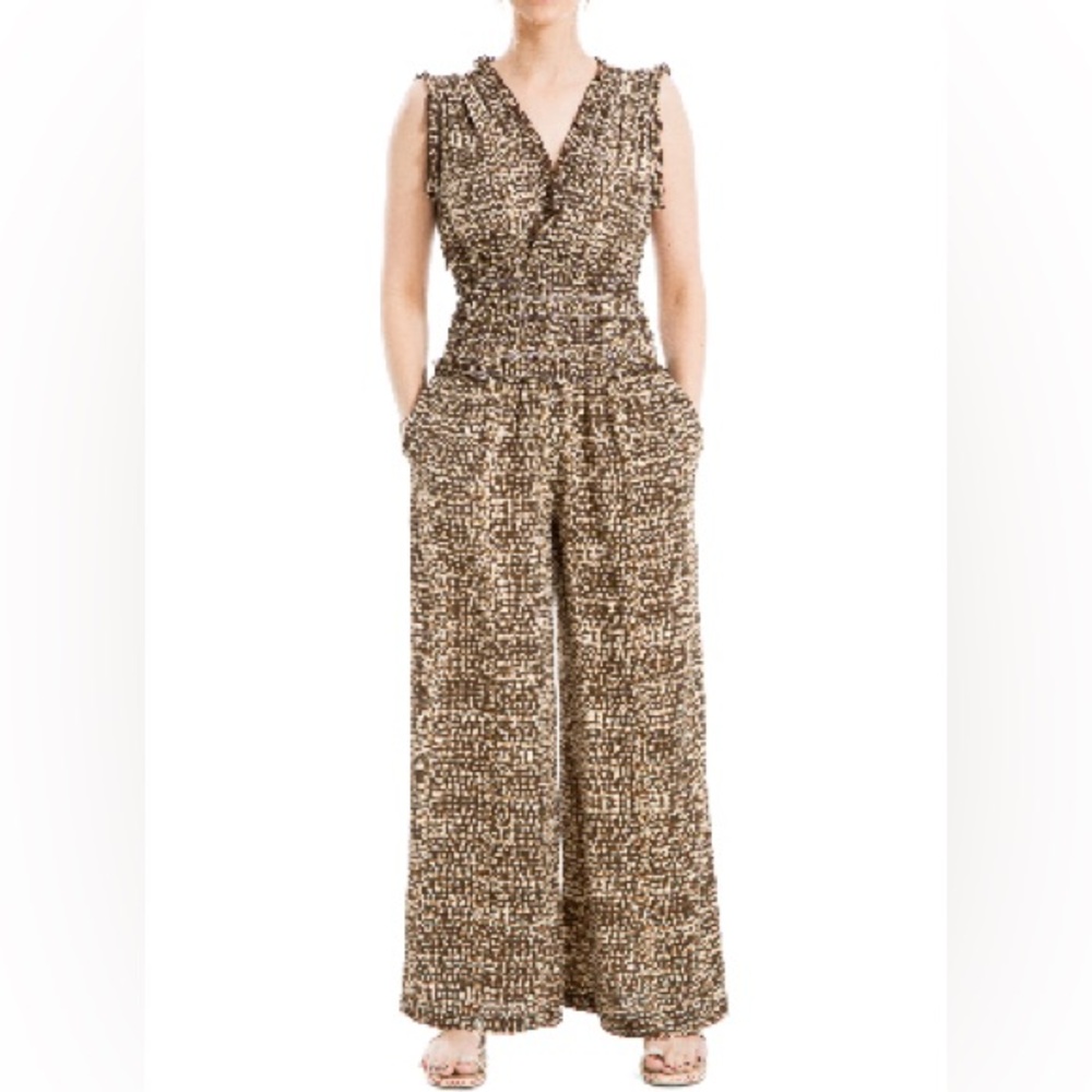 Max Studio Jump Suit with scrunch waist and wide legs